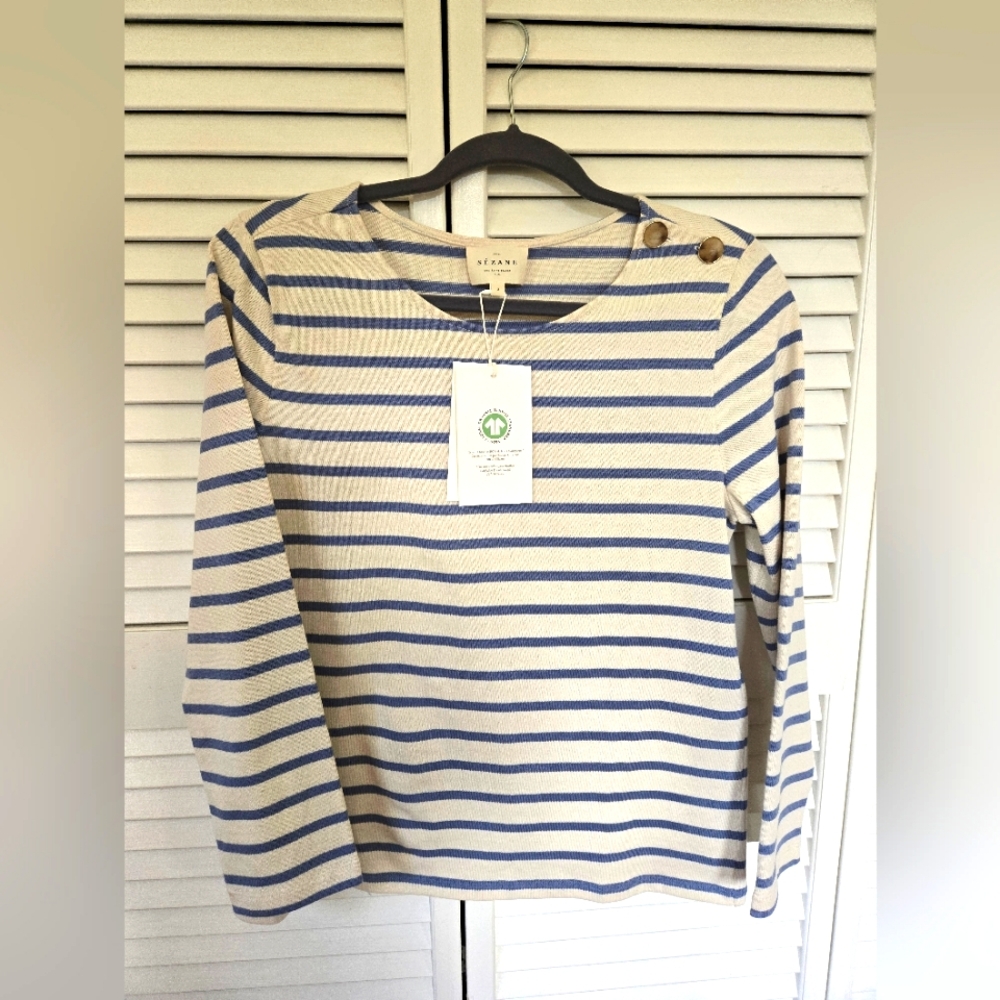 Sezane Colette Mariniere in Vintage Blue/Ecru Small  BNWT